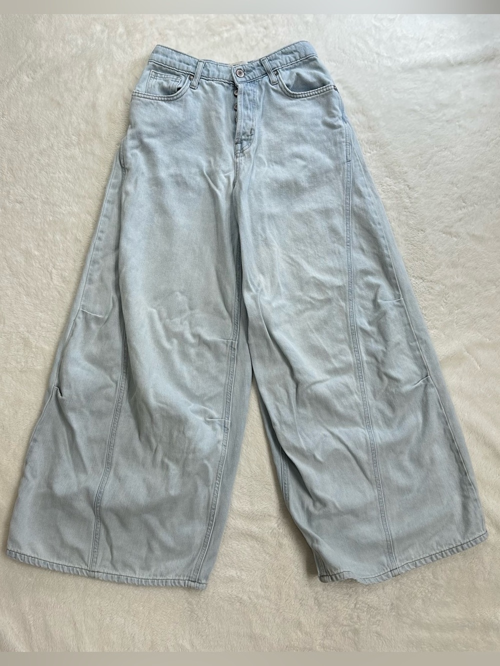 Free People We The Free Westward Demi Barrel Jeans Fade Into You Light Wash 25
